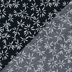 Baumwollpopeline Stretch Blumen - dunkelblau