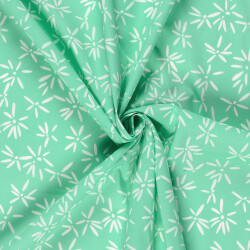 Baumwollpopeline Stretch Blumen - mint