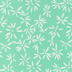 Baumwollpopeline Stretch Blumen - mint