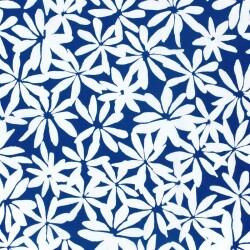 Baumwollpopeline Stretch weisse Blumen - königsblau
