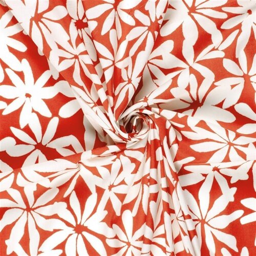 Baumwollsatin Stretch Blumen - rot