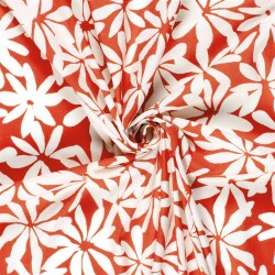 Baumwollpopeline Stretch Blumen - rot