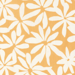 Baumwollpopeline Stretch weisse Blumen - gelb