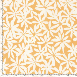 Baumwollpopeline Stretch weisse Blumen - gelb