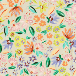 Baumwollsatin Stretch Blumen - FARBE