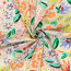 Baumwollsatin Stretch bunte Blumen - hellbeige