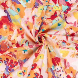 Baumwollsatin Stretch Blumenmalerei - softrosa