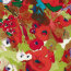 Baumwollsatin Stretch Blumenmalerei - maigrün