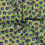 Baumwollsatin Stretch blaue Blüten - limette