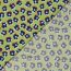 Baumwollsatin Stretch blaue Blüten - limette