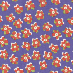 Baumwollsatin Stretch orange Blüten - lavendel