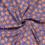 Baumwollsatin Stretch orange Blüten - lavendel