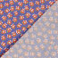 Baumwollsatin Stretch orange Blüten - lavendel