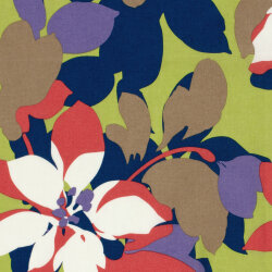 Baumwollsatin Stretch grosse Blüten - limette
