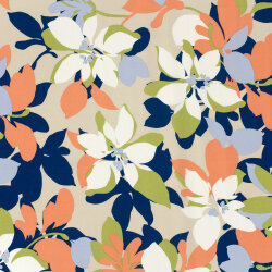 Baumwollsatin Stretch grosse Blüten - hellbeige