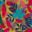Baumwollsatin Stretch bunte Blätter - limette