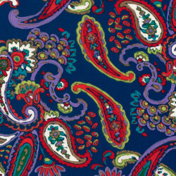 Baumwollsatin Stretch Paisley - königsblau