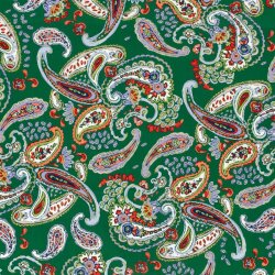 Baumwollsatin Stretch Paisley - wiesengrün