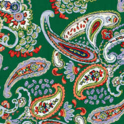 Baumwollsatin Stretch Paisley - wiesengrün