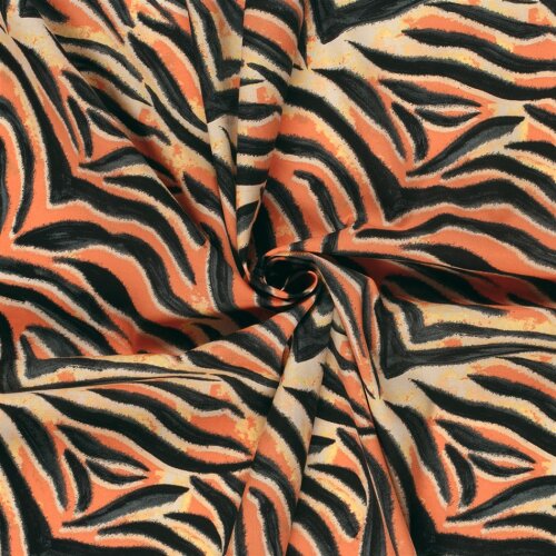 Baumwollpopeline Stretch Tigerstreifen - orange
