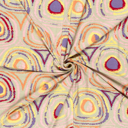 Viskose Jersey bunte Kreise - hellbeige