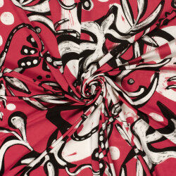 Viskose Jersey Abstrakt - himbeerrot