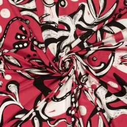 Viskose Jersey florale Formen - himbeerrot