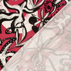 Viskose Jersey florale Formen - himbeerrot