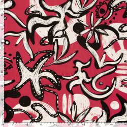 Viskose Jersey florale Formen - himbeerrot