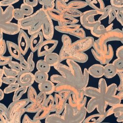 Viskose Jersey Blumen - dunkelblau