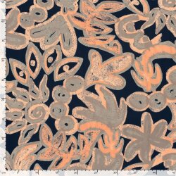 Viskose Jersey Blumen - dunkelblau