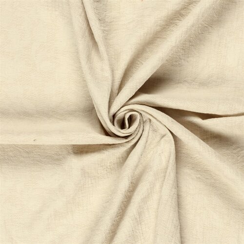 Musselin Leinen Mix Blüten Uni - hellbeige
