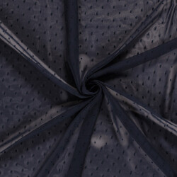 Chiffon Bestickt Punkte Uni  - dunkelblau