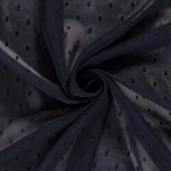 Chiffon Bestickt Punkte Uni  - dunkelblau