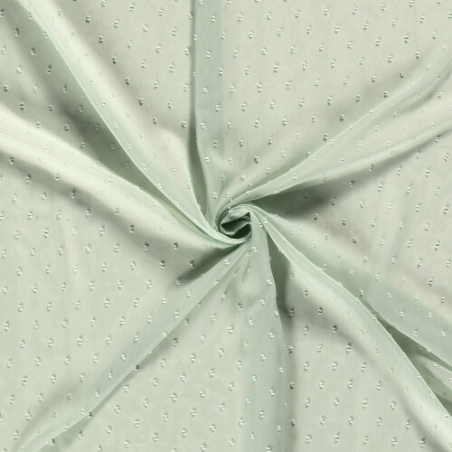 Chiffon Bestickt Punkte Uni  - hellaltmint