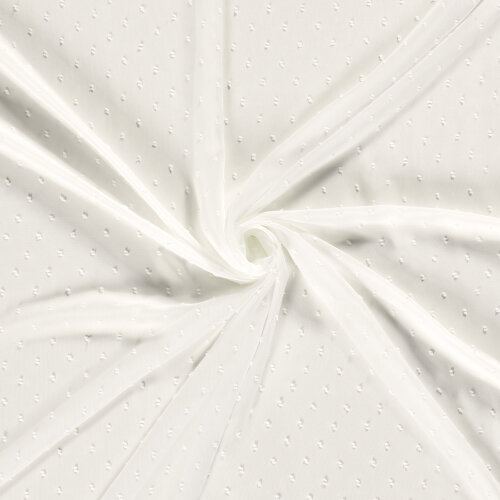 Chiffon Bestickt Punkte Uni  - creme