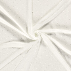 Chiffon Bestickt Punkte Uni  - creme