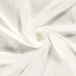 Chiffon Bestickt Punkte Uni  - creme