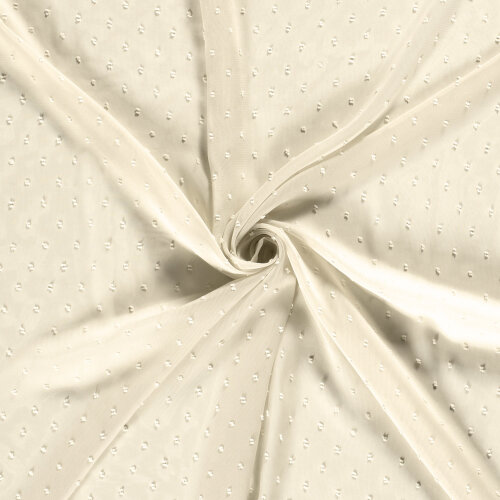 Chiffon Bestickt Punkte Uni  - cremebeige