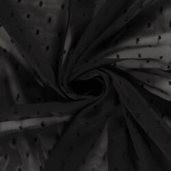 Chiffon Bestickt Punkte Uni - schwarz