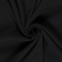 Musselin Bestickte Punkte - schwarz
