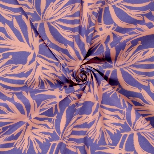 Viskose Popeline Palmenblätter - lavendel