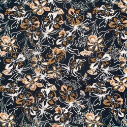 Viskose Popeline Blumenfeld - dunkelblau