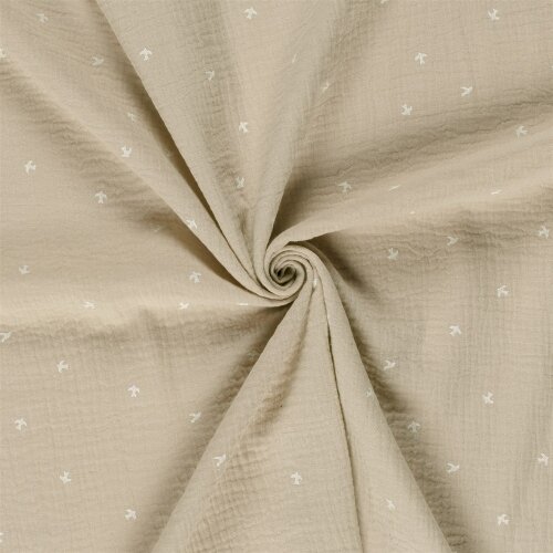 Musselin kleine Schwalben - hellbeige