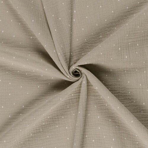 Musselin kleine Punkte - hellbeige