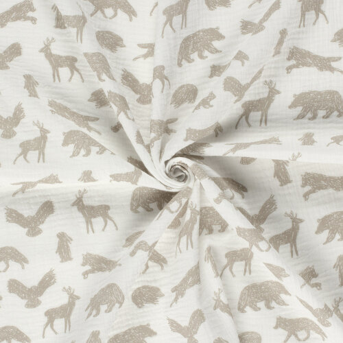 Musselin Tiere des Waldes - creme