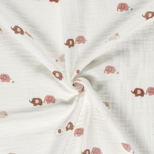 Musselin rosa Elefanten - creme