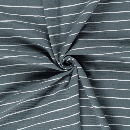 Musselin weisse Streifen - indigoblau
