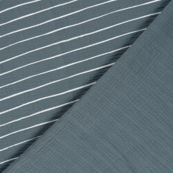 Musselin weisse Streifen - indigoblau