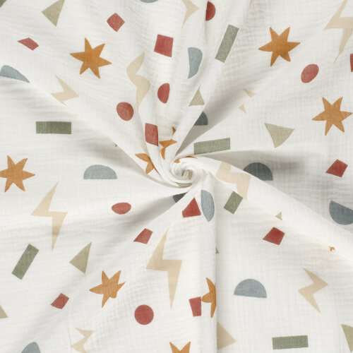 Musselin bunte Formen - creme